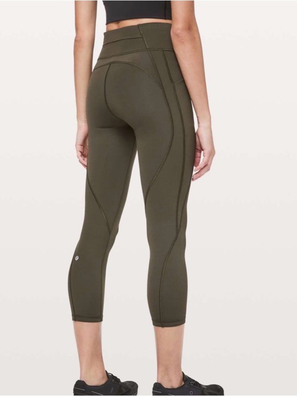 Lululemon Time To Sweat Crop High-Waist Olive Green Sculpting Capri Leggings 6 M